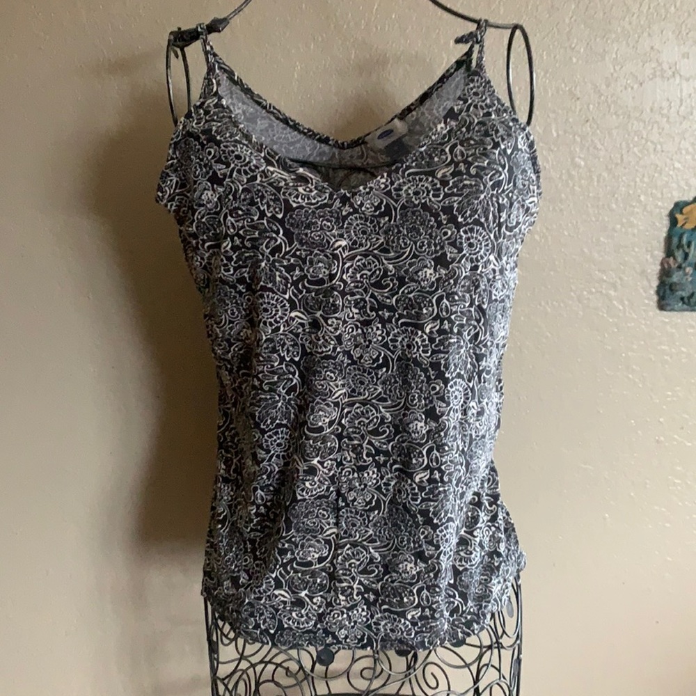 Old Navy Size M Navy and white Floral Tank Top